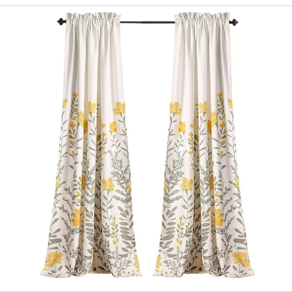 Lush Decor Half Moon Aprile Yellow Insulated Window Two Curtain Panels 52